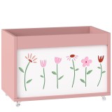 AIYAPLAY Cufăr pentru jucării copii 3-8 ani cu roți, 34,5 L, 15 kg, 50 x 30 x 33,5 cm, pentru dormitor, roz | Aosom Romania