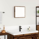 Oglindă LED Baie vidaXL Lemn Uzat 40x8.5x37cm, Maro, Design Rustic, Montare Perete, Iluminare USB