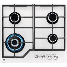 Plita incorporabila Electrolux KGG64362W, gaz, 4 arzatoare, 60 cm, Gratare fonta, Aprindere electrica, Arzator Wok, Alb