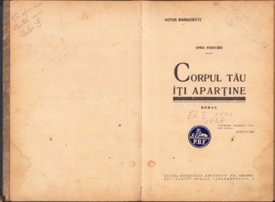 HST C1246 Corpul tău &amp;icirc;ți aparține 1927 Margueritte ediția I foto