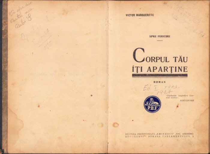 HST C1246 Corpul tău &icirc;ți aparține 1927 Margueritte ediția I