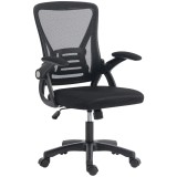 HOMCOM Scaun de Birou din Plasă cu Brațe Rabatabile, Suport Lombar, 59,5 x 56 x 103 cm, Negru | Aosom Romania
