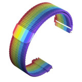 Curea otel, Milanese Loop, compatibila Amazfit GTS 4, telescoape QR, Rainbow