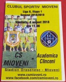 Program meci fotbal CS MIOVENI - FC CLINCENI (04.08.2018)