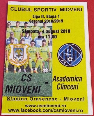Program meci fotbal CS MIOVENI - FC CLINCENI (04.08.2018) foto