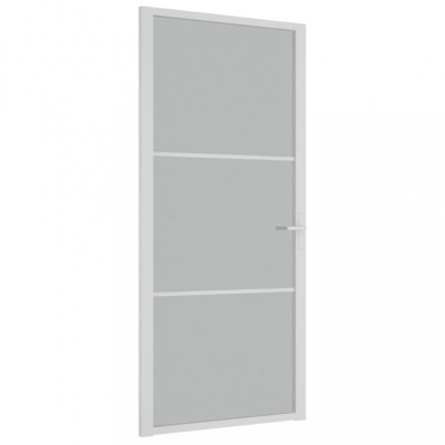 Ușă de interior, 93x201,5 cm, alb,sticlă mată și aluminiu foto
