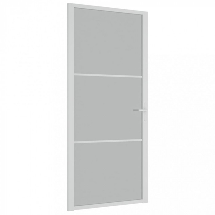 Ușă de interior, 93x201,5 cm, alb,sticlă mată și aluminiu