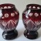 Set 2 x vas de flori, glastra, vaza cristal rosu rubin Bohemia