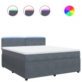Cumpara ieftin Pat box spring cu saltea, gri inchis, 180x200 cm, catifea