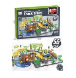 Set asamblare circuit cu locomotiva electrica, statie si pod 56 piese