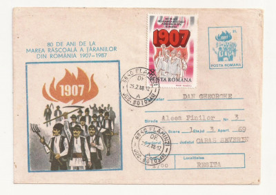 Plic FDC Romania- 80 de ani de la marea rascoala a taranilor, Circulat 1988 foto