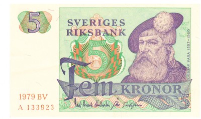 Suedia 5 Kronor 1979 P-51 Seria 133923 foto