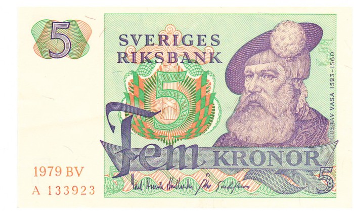 Suedia 5 Kronor 1979 P-51 Seria 133923