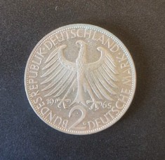 Germania Federala 2 Mark 1965 G moneda cupru nichel km # 116