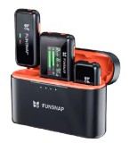 Cumpara ieftin Microfon lavaliera wireless Funsnap M6, Negru, Cutie incarcare, Display LCD, Reducere zgomot, Compatibilitate: iPhone, iPad, Android, DSLR, PC