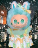 Cumpara ieftin Jucarie de plus breloc - tip Labubu - 15 cm - imbracat in rochita colorata - verde