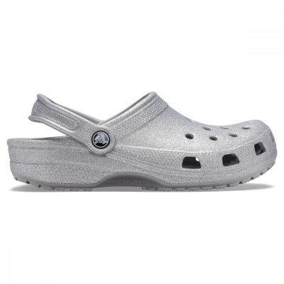 Saboți Crocs Classic Glitter Clog Argintiu - Silver foto