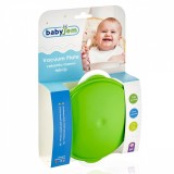 Castron BabyJem Verde cu Ventuza si Capac, Plastic, 15 cm, 6+ Luni