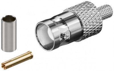 Cuplaj crimp mufa BNC tata pentru cablu RG58/U cu pin de aur 50 ohm Goobay foto