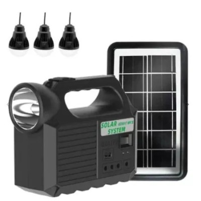 Kit Solar Portabil cu 3 becuri,Bluetooth, FM / TF, USB, LED, 8000 mAH, Lanterna foto