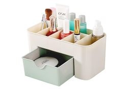 Organizator pentru cosmetice, plastic, alb/verde, 20x10x8.7 cm foto