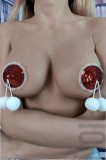 TE173-232 Accesorii fetish pentru sani cu paiete si cucurei, Marime universala