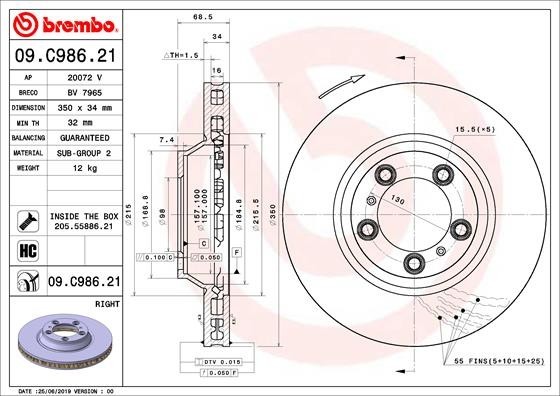 BREMBO 09.C986.21 PRIME LINE - UV Coatedisc frana