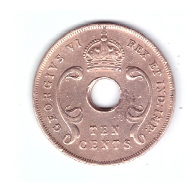 Moneda Africa de est 10 cents/centi 1943 SA, stare buna, curata foto
