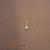Piercing pentru nas din argint cu cristal zirconia verde - realizat in Thailanda