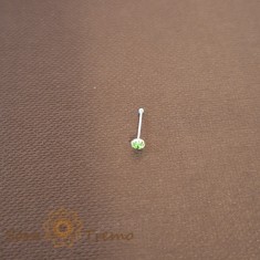 Piercing pentru nas din argint cu cristal zirconia verde - realizat in Thailanda