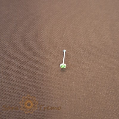 Piercing pentru nas din argint cu cristal zirconia verde - realizat in Thailanda foto