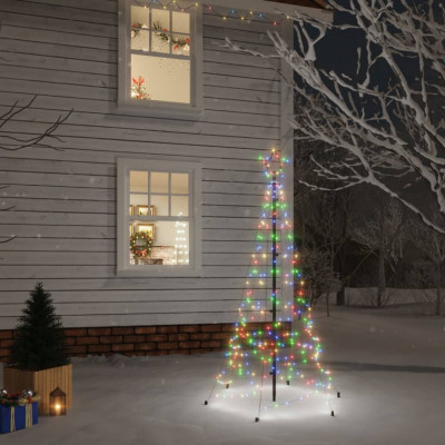 vidaXL Brad de Crăciun cu țăruș, 200 LED-uri, multicolor, 180 cm foto