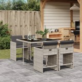 Cumpara ieftin Set mobilier de grădină cu perne, 5 piese gri deschis poliratan