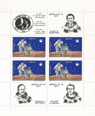 Romania, LP 758a/1971, Apollo 14, in bloc de 4, MNH foto