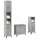 VidaXL Set mobilier de baie, 3 piese, gri beton, lemn compozit