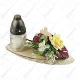 Aranjament floral pentru cimitir cu candela 27 CM
