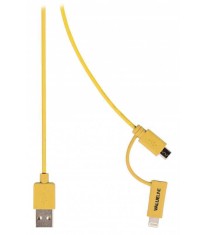 Cablu de incarcare si sincronizare USB 2.0 A tata - micro USB tata cu adaptor lightning 1m galben Valueline foto