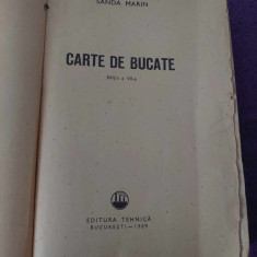 CARTE DE BUCATE-SANDA MARIN ANUL 1969,carte de bucate veche,lipsa cotor coperta