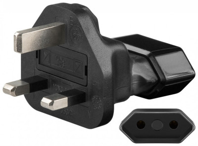 Adaptor de retea Europa EURO mama - UK Marea Britanie tata 3A negru Goobay 95303 foto