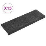 Cumpara ieftin Covorase scari autoadezive, 15 buc., 65x21x4 cm, gri inchis, cu margine dreptunghiulara