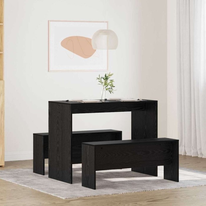 vidaXL Set de dining 2 pcs Stejar negru 97 x 47 x 75 cm Lemn compozit 875221