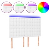 Cumpara ieftin Tablie de pat cu LED, alb, 144x5x118/128 cm, piele ecologica