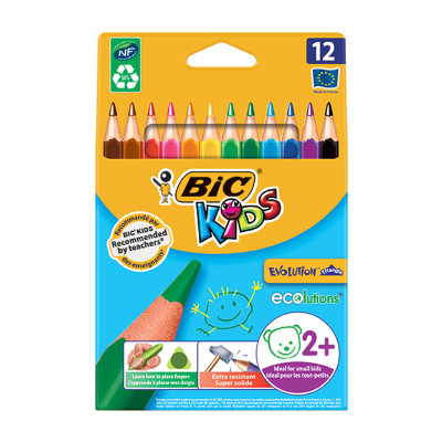 Creioane colorate 12 culori triunghiulare Bic Evolution foto