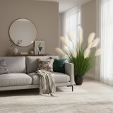 Planta artificiala iarba ornamentala cu stuf, 110 cm, 9 tulpini, verde deschis-alb