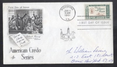 United States 1961 Famous citations 4c FDC K.605 foto