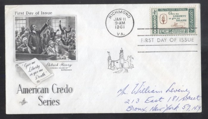 United States 1961 Famous citations 4c FDC K.605
