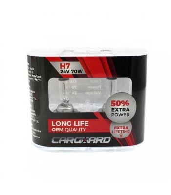 Set de 2 becuri Halogen 24V H7 70W +50% Intensitate LONG LIFE CARGUARD foto