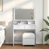 VidaXL Masă de toaletă cu LED, alb, 80x41x134,5 cm