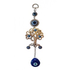 Amuleta Feng Shui pentru protectie si noroc, Copacului Vietii cu Ochiul lui Horus, Argintiu, 21 cm, BFL071