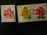 Serie timbre flora flori trandafiri plante Germania DDR stampilate, Stampilat